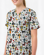 Dachshund Christmas Holiday Nursing Scrub Top