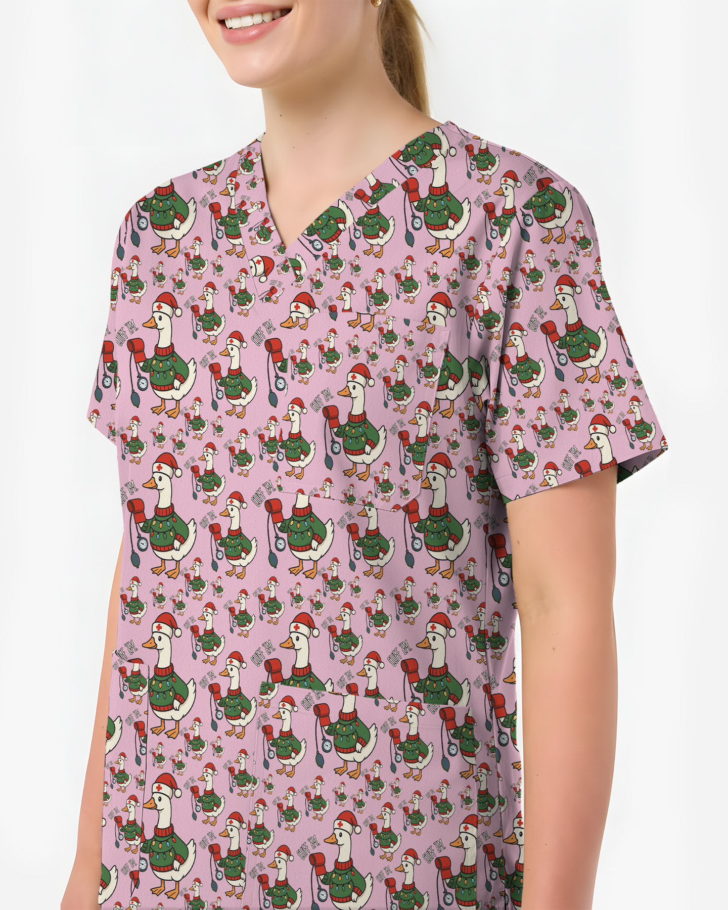 Funny Christmas Goose Holiday Nurse Scrub Top