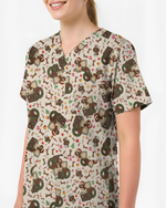 Funny Christmas Dog Holiday Nursing Scrub Top
