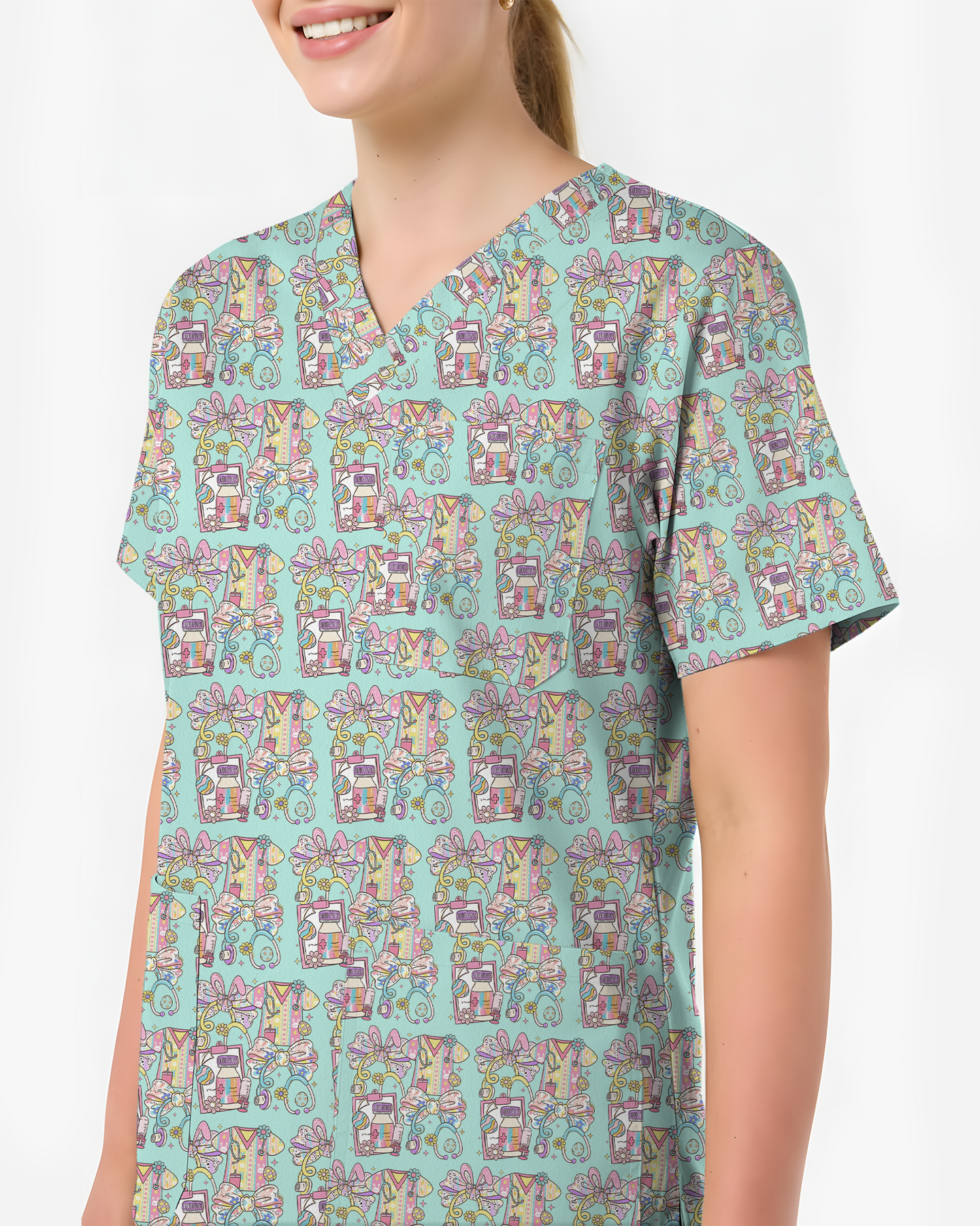 Pastel Medical Tools Medical Scrub Top