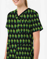 Lucky Shamrock Leprechaun St. Patrick's Day Scrub Top