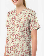 Floral Stethoscope Valentine Medical Scrub Top