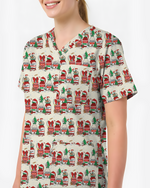 Funny Medical Christmas Medicine Bottle Nurse Scrub Top
