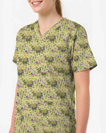 Festive Mardi Gras Typography Nurse Scrub Top