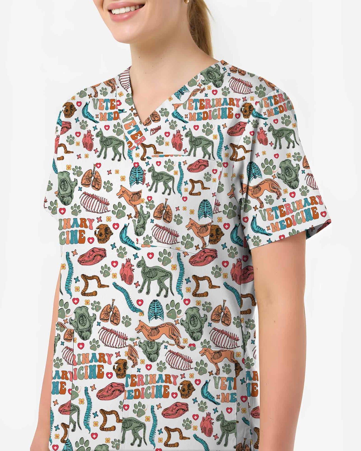 Retro Veterinary Medicine Anatomy Scrub Top