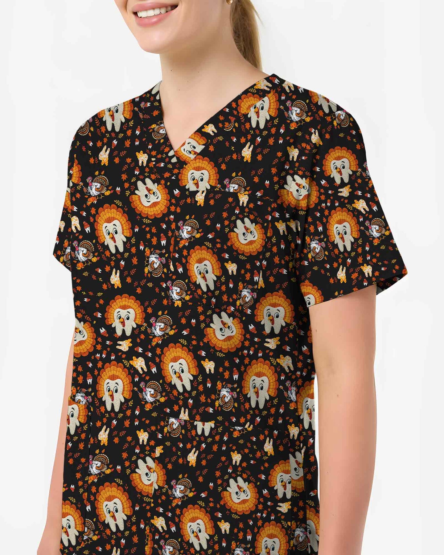 Thanksgiving Tooth Dental Scrub Top