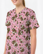 Cute Christmas Dog Medical Scrub Top