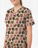 Cute Cartoon Heart Medical Scrub Top