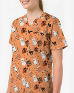 Cute Halloween Ghost Nurse Medical Scrub Top
