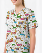 Christmas Dachshund Dog Nursing Scrub Top