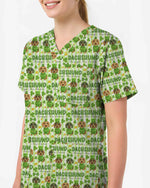 Green Lucky Dachshund  Scrub Top