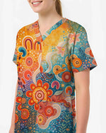 Aboriginal Indigenous Art Medical Scrub Top