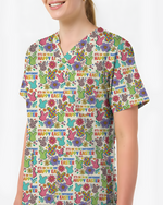 Autism Awareness Easter Bunny Cute Nurse Scrub Top
