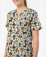Dachshund Christmas Holiday Nursing Scrub Top
