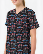 Patriotic 250 Years of Independence Healthcare Scrub Top