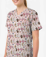 Pink Christian Goose Faith Valentine Medical Scrub Top