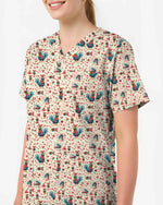 Cute Chicken Rooster Valentine Medical Scrub Top