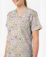 Pastel Medical Bunny Eggs Medical Scrub Top