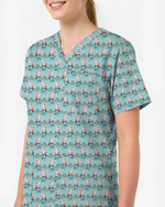 Cute Snowman Christmas Medical Nurse Scrub Top