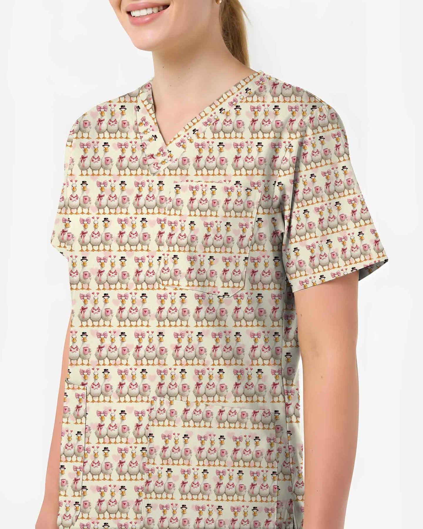 Romantic Goose Coquette Medical Scrub Top
