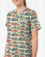 Festive Santa Rudolph Frosty Scrub Top