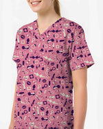 Playful Spicy Coquette Adult Valentine Medical Scrub Top