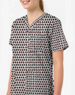 Cute Black Cat Heart Scrub Top