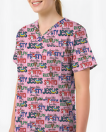 Festive Santa Rudolph Frosty Scrub Top