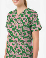 Cute Matcha Green Tea Cat Scrub Top