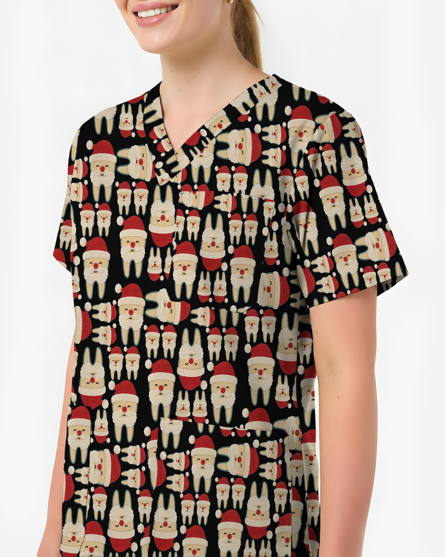 Santa Teeth All I Want For Christmas Dental Scrub Top