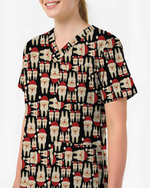Santa Teeth All I Want For Christmas Dental Scrub Top