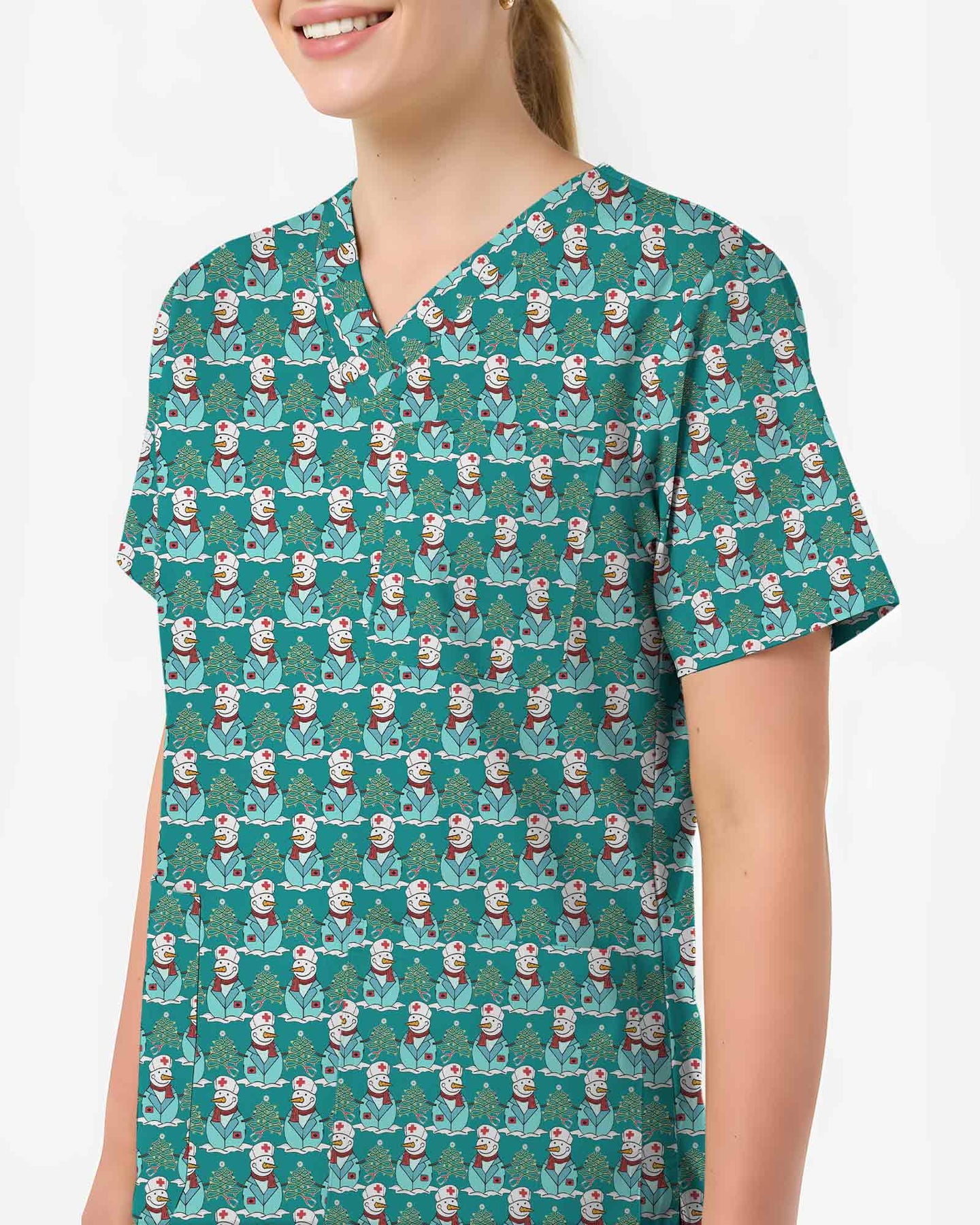 Christmas Nurse Snowman Scrub Top