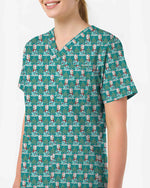 Christmas Nurse Snowman Scrub Top