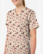 Dachshund Valentine Heart Scrub Top