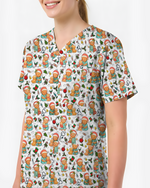 Cute Christmas Vet Tech Nursing Scrub Top