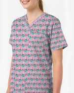 Cute Snowman Christmas Medical Nurse Scrub Top