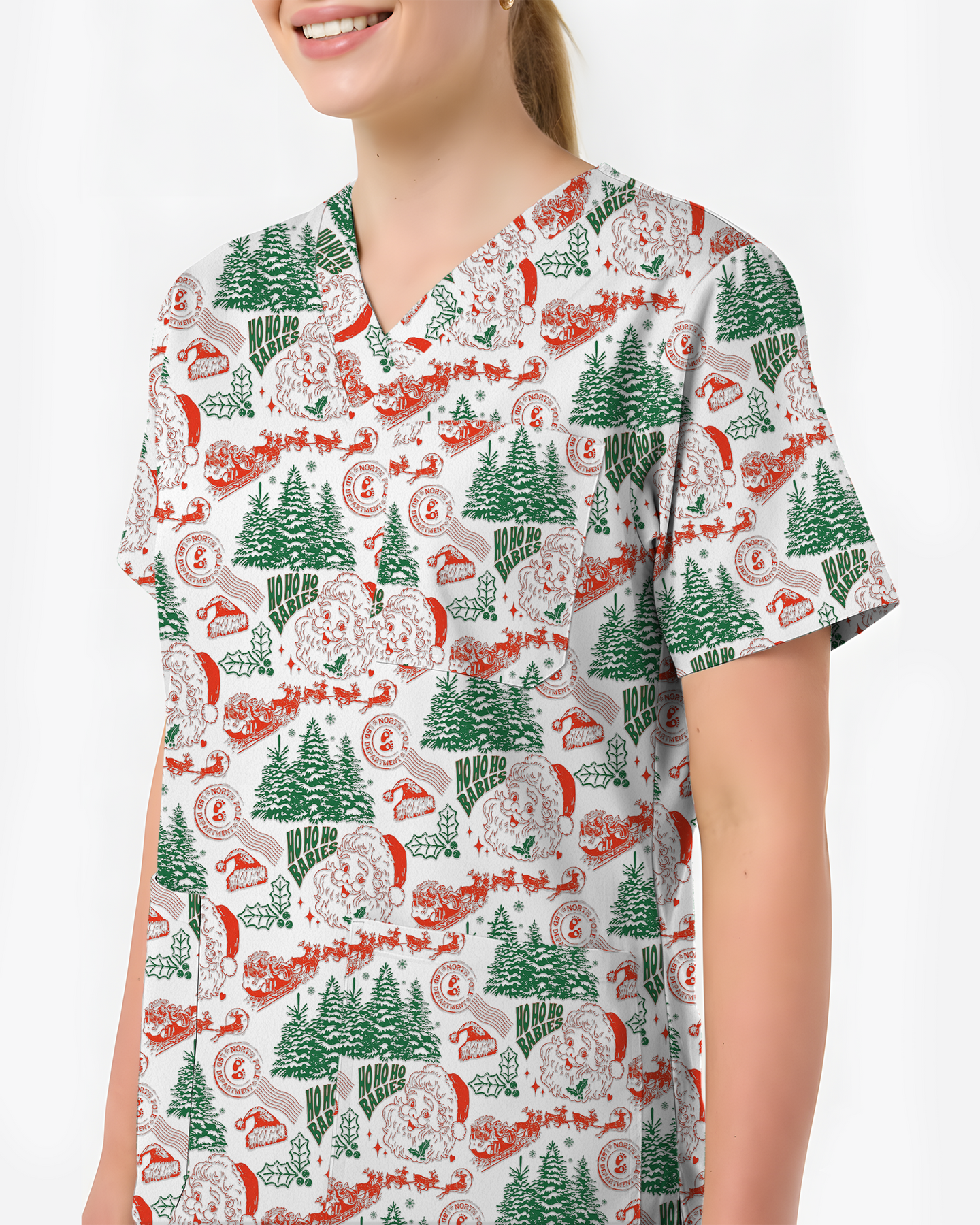 Funny Ho Ho Ho Babies Christmas Scrub Top