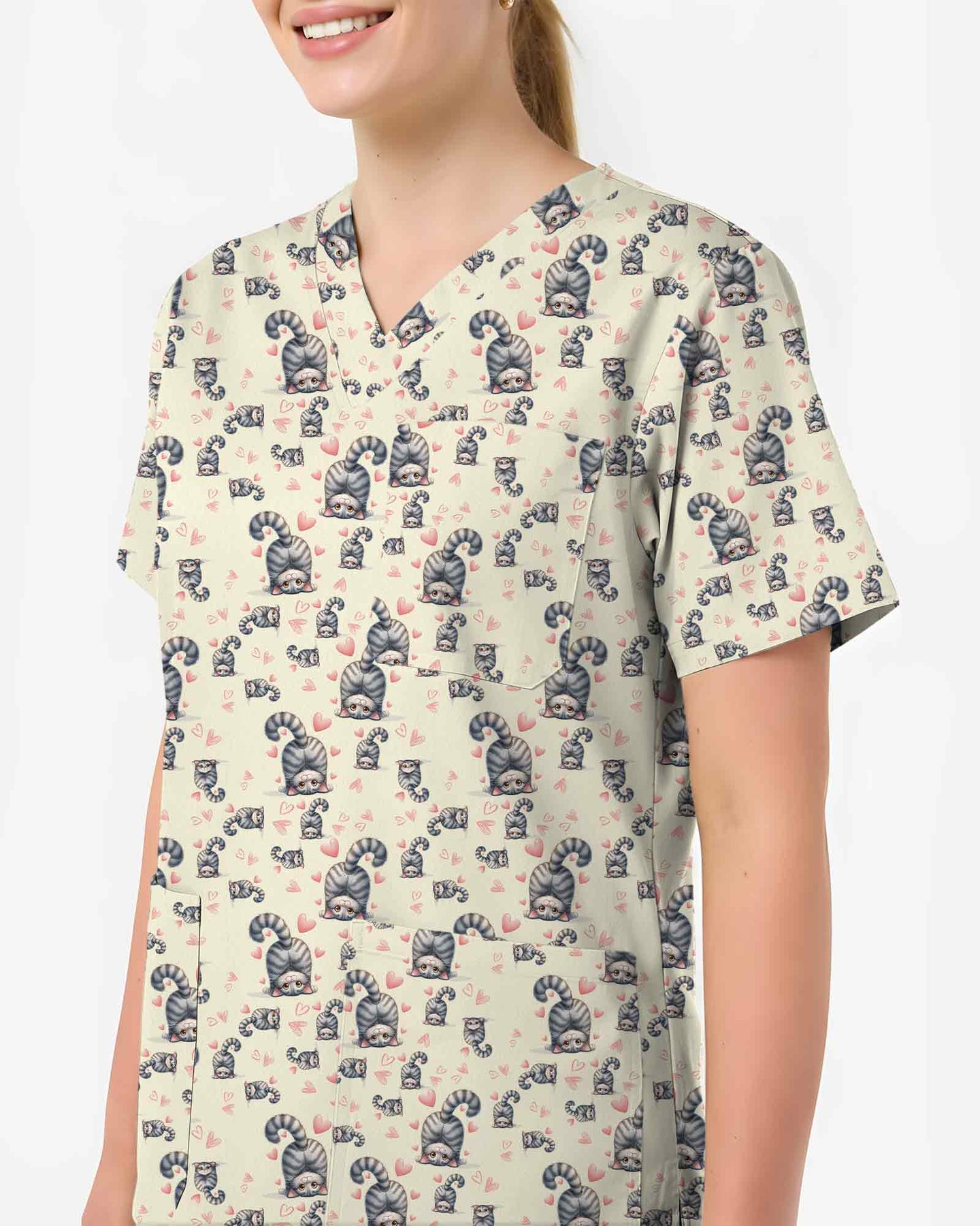 Adorable Cat Scrub Top