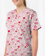 Elegant Pink Roses Diamond Medical Scrub Top