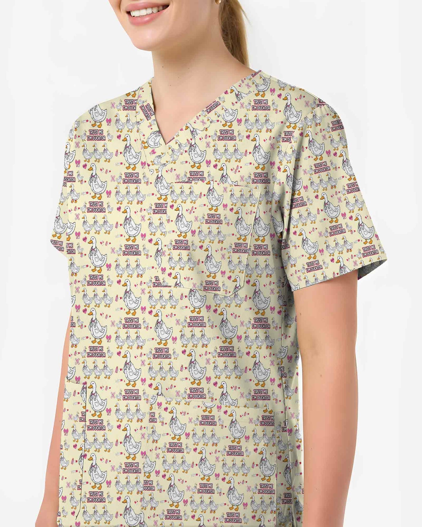 Funny Yellow Ducktor Scrub Top