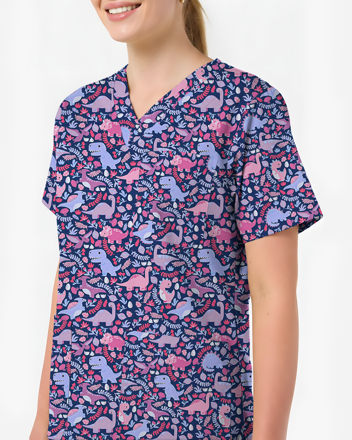 Little Dino Dreams Women Scrub Top