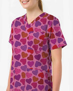 Swirling Hearts Valentine Medical Scrub Top