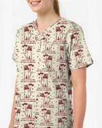 Funny Gas Mask Cat Valentine Scrub Top