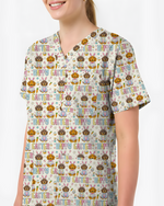 Happy Easter Dachshund Bunny Ears Cute Nurse Scrub Top