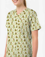 Cute Dachshund Heart Scrub Top