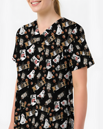 Funny Cute Halloween Ghost Medical Scrub Top