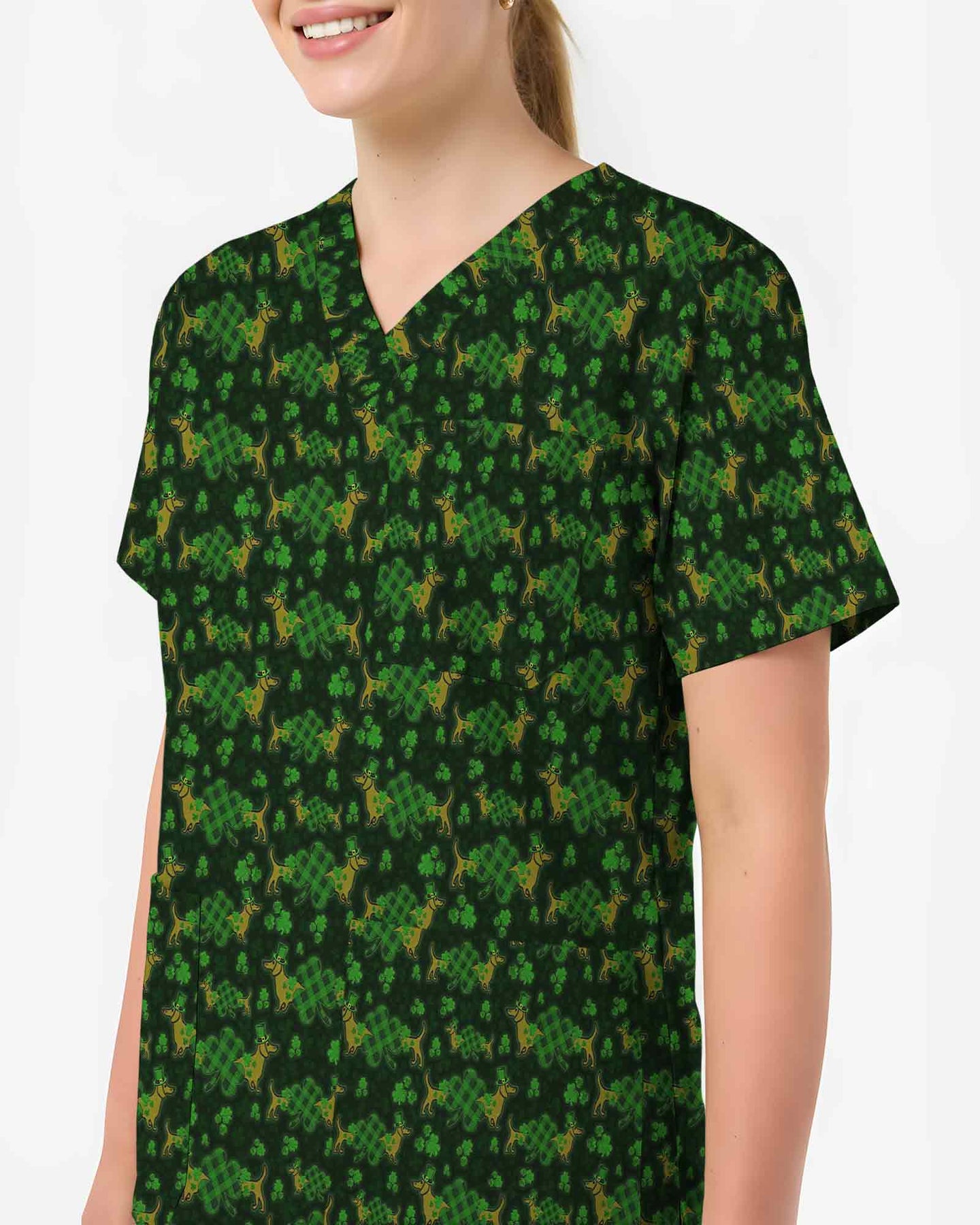 Green St. Patrick's Day Dachshund Scrub Top
