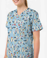 Cute Seagull Crew Medical Nursing Scrub Top