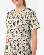 Charming Border Collie Dog Valentine Medical Scrub Top