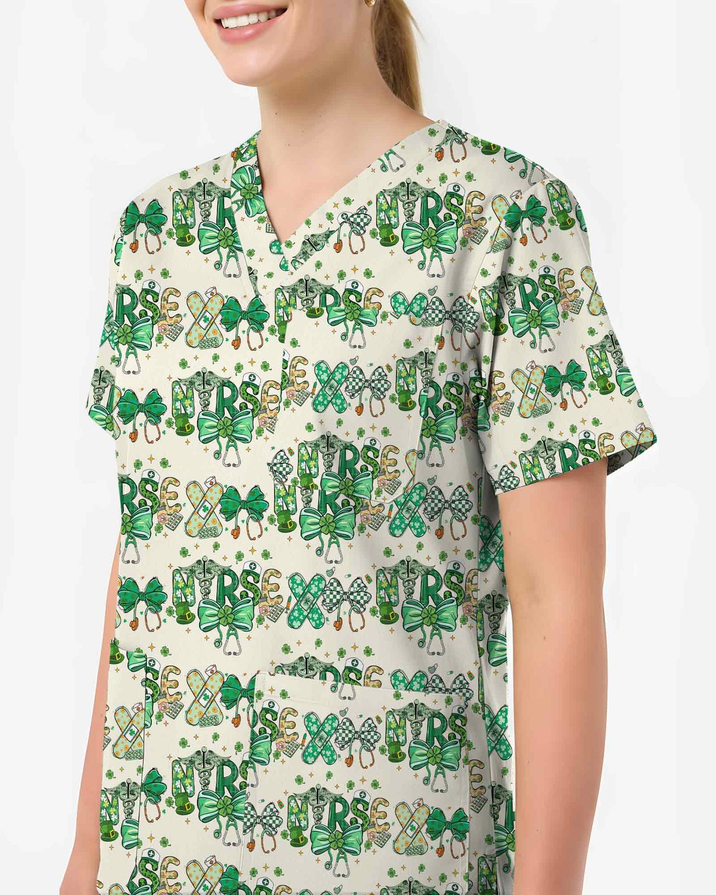 St. Patrick's Day Lucky Nursing Scrub Top